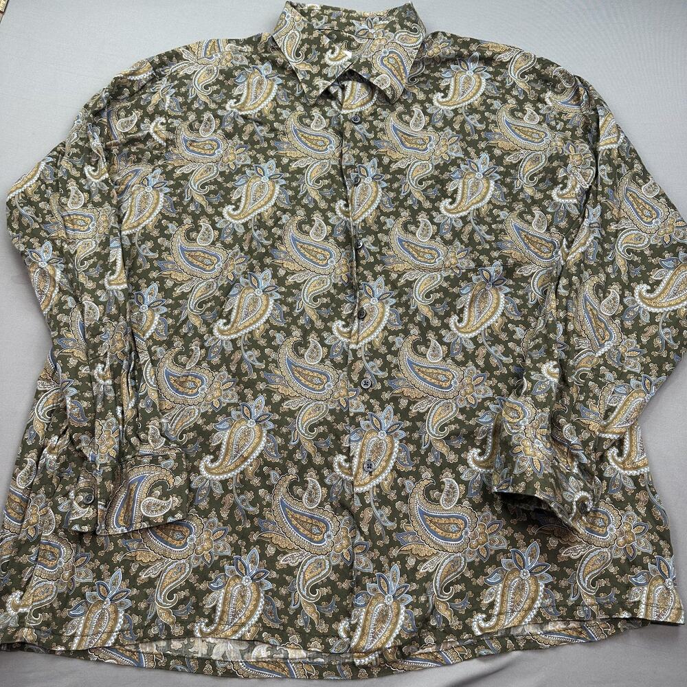 Maus & Hoffman Shirt Mens XL Paisley Button Up Long Sleeve Made in USA